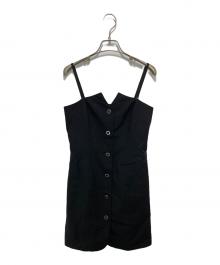 ARMANI EXCHANGE（アルマーニ エクスチェンジ）の古着「フロントボタン スリーブレスベルテッドドレス」｜ブラック