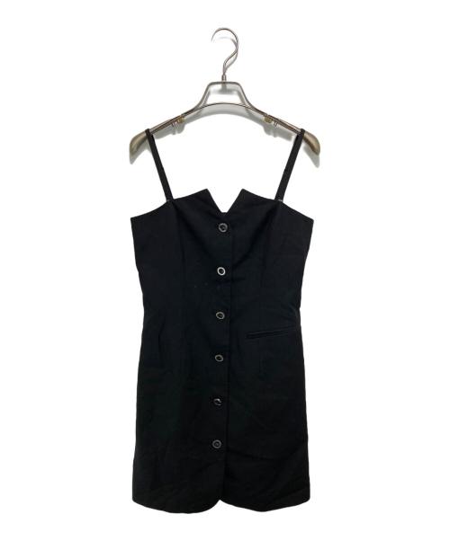 ARMANI EXCHANGE（アルマーニ エクスチェンジ）ARMANI EXCHANGE (アルマーニ エクスチェンジ) フロントボタン スリーブレスベルテッドドレス ブラック サイズ:２の古着・服飾アイテム