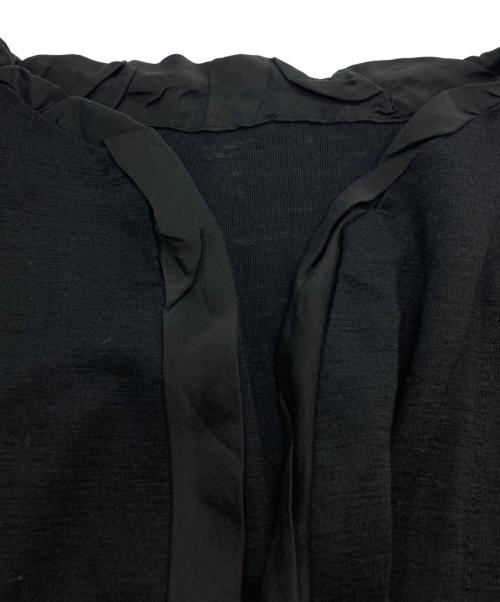 yohji yamamoto+noir（ヨウジヤマモトプリュスノアール）yohji yamamoto+Noir (ヨウジヤマモトプリュスノアール) ［古着］シルクフリル ニットカーディガン ブラック サイズ:2の古着・服飾アイテム