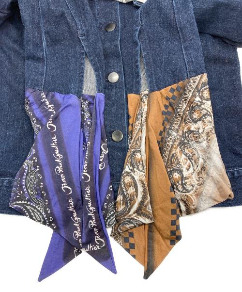 Jean Paul GAULTIER（ジャンポールゴルチェ）Jean Paul GAULTIER (ジャンポールゴルチェ) スカーフドッキングノーカラーデニムジャケット インディゴ サイズ:40の古着・服飾アイテム