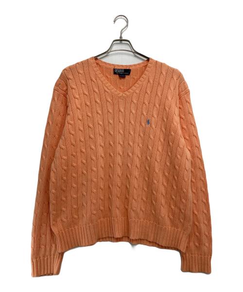 POLO RALPH LAUREN（ポロ・ラルフローレン）POLO RALPH LAUREN (ポロ・ラルフローレン) Vネックニット オレンジ サイズ:Lの古着・服飾アイテム
