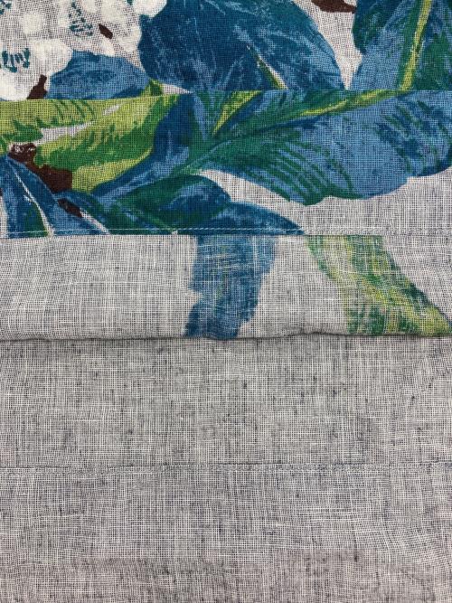 45R（フォーティファイブ・アール）45R (フォーティファイブ・アール) インディゴハケ目枇杷プリントブラウス グレー×ブルーの古着・服飾アイテム