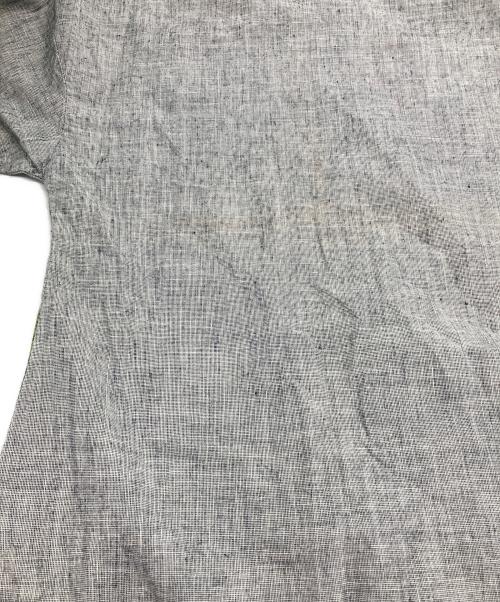 45R（フォーティファイブ・アール）45R (フォーティファイブ・アール) インディゴハケ目枇杷プリントブラウス グレー×ブルーの古着・服飾アイテム