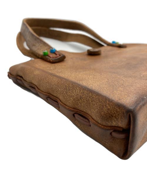 HENRY CUIR（アンリークイール）HENRY CUIR (アンリークイール) レザーハンドバッグ ブラウンの古着・服飾アイテム