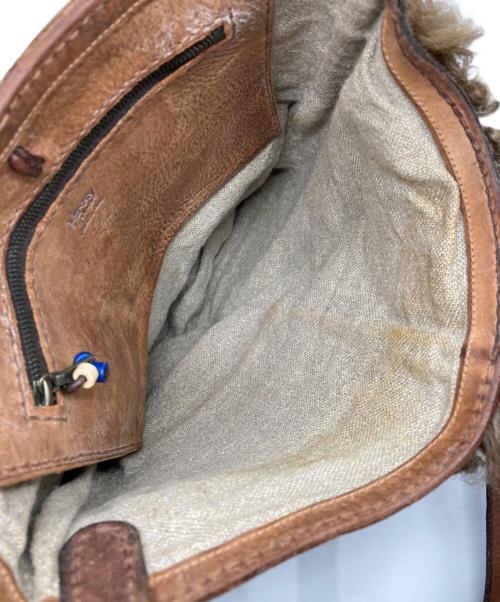 HENRY CUIR（アンリークイール）HENRY CUIR (アンリークイール) ファーコンビレザーショルダーバッグ ブラウンの古着・服飾アイテム