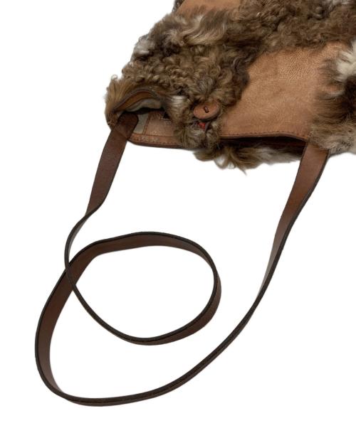 HENRY CUIR（アンリークイール）HENRY CUIR (アンリークイール) ファーコンビレザーショルダーバッグ ブラウンの古着・服飾アイテム