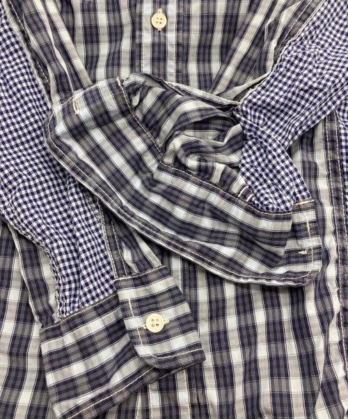 COMME des GARCONS HOMME（コムデギャルソン オム）COMME des GARCONS HOMME (コムデギャルソン オム) パッチワークチェックシャツ ブルー サイズ:Sの古着・服飾アイテム