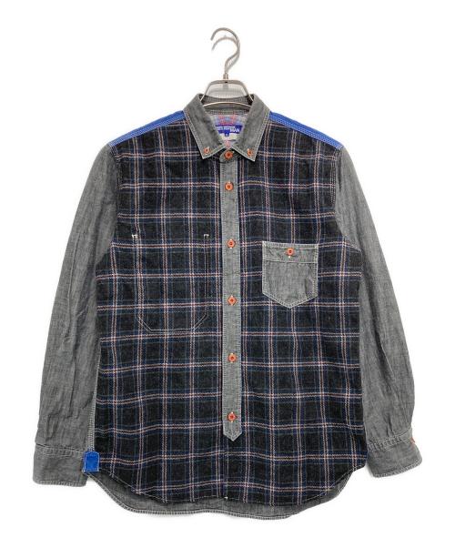 COMME des GARCONS JUNYA WATANABE MAN（コム デ ギャルソン ジュンヤ ワタナベ マン）COMME des GARCONS JUNYA WATANABE MAN (コム デ ギャルソン ジュンヤ ワタナベ マン) 切替チェックシャツ グレー サイズ:Sの古着・服飾アイテム