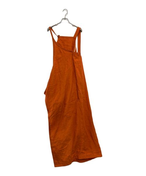 JUN MIKAMI（ジュン ミカミ）JUN MIKAMI (ジュン ミカミ) リネンエプロンコンビネゾン ブラック×オレンジ サイズ:Ｆ 未使用品の古着・服飾アイテム