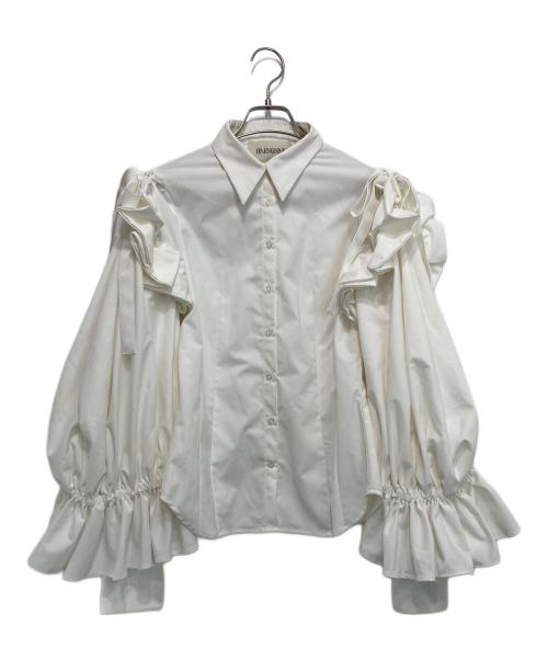 HAENGNAE（ヘンネ）HAENGNAE (ヘンネ) フリルスリーブシャツ ホワイト サイズ:Fの古着・服飾アイテム
