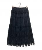 crinkle crinkle crinkleクリンクル クリンクル クリンクル）の古着「フリンジスカート」｜ブラック