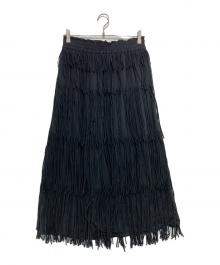 crinkle crinkle crinkle（クリンクル クリンクル クリンクル）の古着「フリンジスカート」｜ブラック