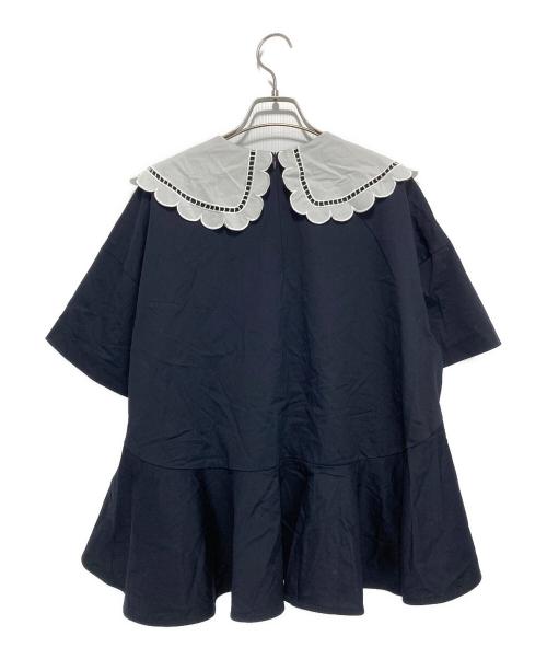 YORI（ヨリ）YORI (ヨリ) スカラップヘムフレアトリコットカットソー ネイビー サイズ:Fの古着・服飾アイテム