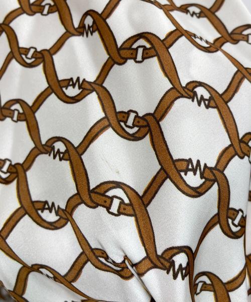 ANAYI（アナイ）ANAYI (アナイ) ベルトパターンプリント ワンピース ホワイト×ブラウン サイズ:36の古着・服飾アイテム