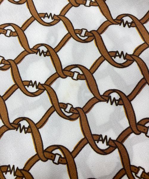 ANAYI（アナイ）ANAYI (アナイ) ベルトパターンプリント ワンピース ホワイト×ブラウン サイズ:36の古着・服飾アイテム