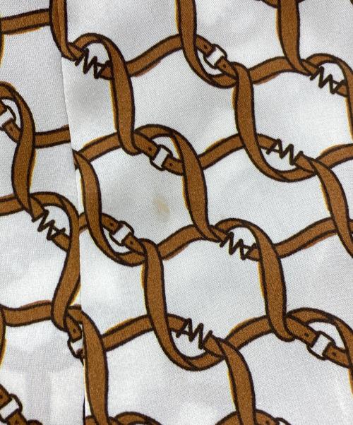 ANAYI（アナイ）ANAYI (アナイ) ベルトパターンプリント ワンピース ホワイト×ブラウン サイズ:36の古着・服飾アイテム