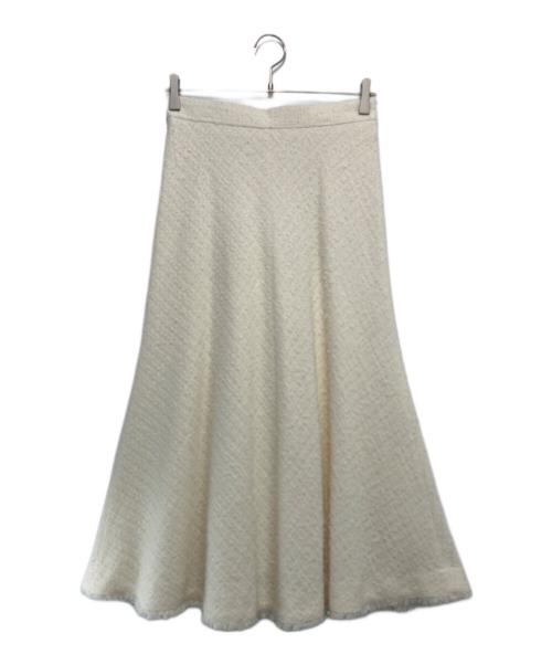ANAYI（アナイ）ANAYI (アナイ) ファンシーツィードバイヤスフレア スカート ホワイト サイズ:38の古着・服飾アイテム