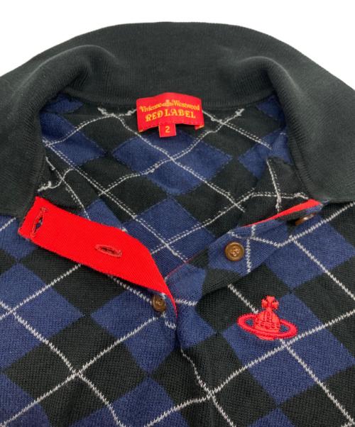 Vivienne Westwood RED LABEL（ヴィヴィアンウエストウッドレッドレーベル）Vivienne Westwood RED LABEL (ヴィヴィアンウエストウッドレッドレーベル) オーブ刺繍ポロシャツ ネイビー サイズ:２の古着・服飾アイテム