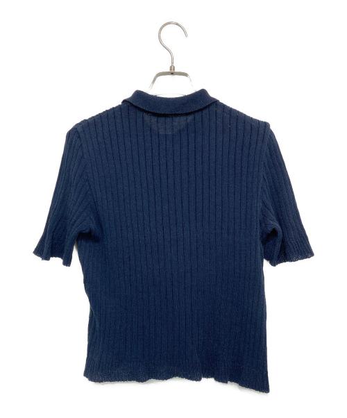 MIU MIU（ミュウミュウ）MIU MIU (ミュウミュウ) 90s リブニットポロシャツ ネイビー サイズ:42の古着・服飾アイテム