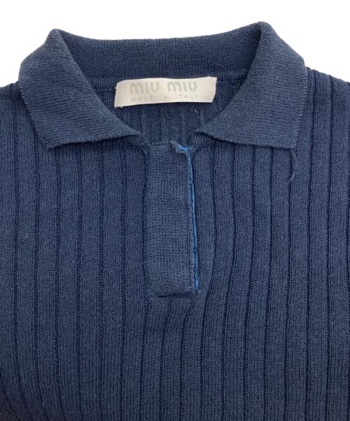 MIU MIU（ミュウミュウ）MIU MIU (ミュウミュウ) 90s リブニットポロシャツ ネイビー サイズ:42の古着・服飾アイテム