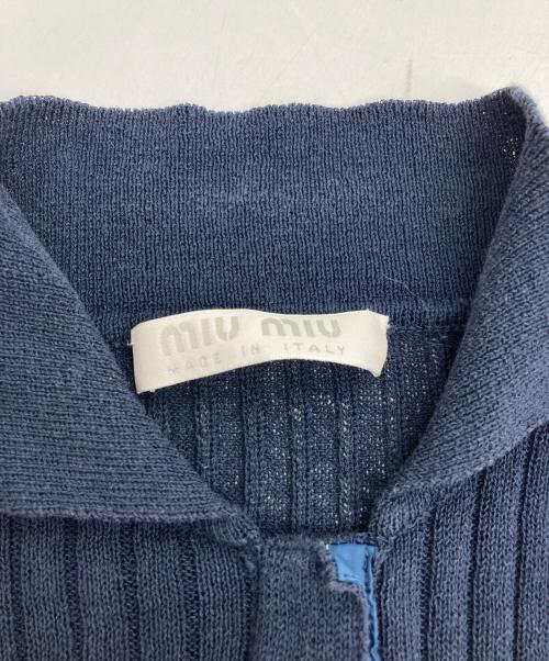 MIU MIU（ミュウミュウ）MIU MIU (ミュウミュウ) 90s リブニットポロシャツ ネイビー サイズ:42の古着・服飾アイテム