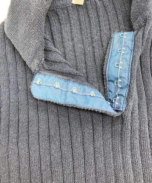 MIU MIU（ミュウミュウ）MIU MIU (ミュウミュウ) 90s リブニットポロシャツ ネイビー サイズ:42の古着・服飾アイテム