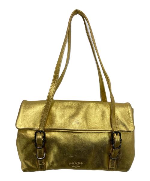 PRADA（プラダ）PRADA (プラダ) ゴールドメタリック ミニハンドバッグ ゴールドの古着・服飾アイテム