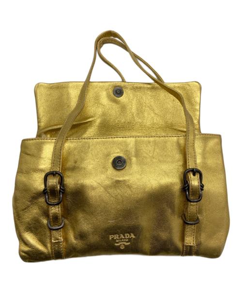 PRADA（プラダ）PRADA (プラダ) ゴールドメタリック ミニハンドバッグ ゴールドの古着・服飾アイテム