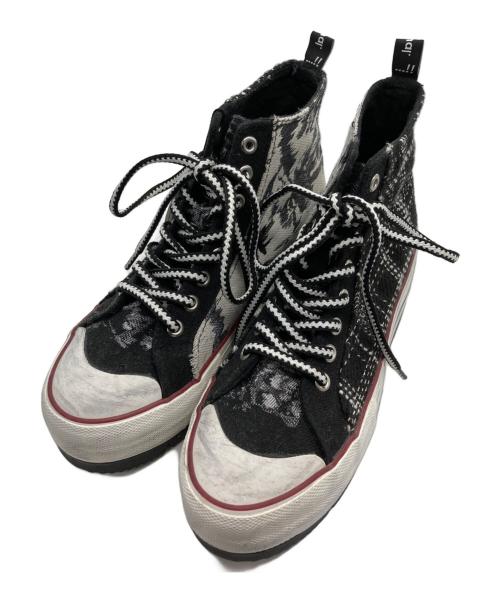 Desigual（デシグアル）Desigual (デシグアル) タータンチェック 厚底ハイカットスニーカー/ヴィンテージ加工 ブラック サイズ:UK5/EU38の古着・服飾アイテム