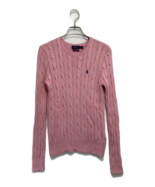 POLO RALPH LAUREN（ポロ・ラルフローレン）POLO RALPH LAUREN (ポロ・ラルフローレン) コットンケーブルニット ピンク サイズ:M（165/92A)の古着・服飾アイテム