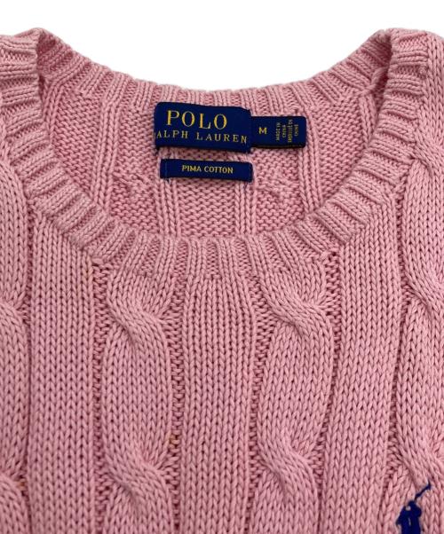 POLO RALPH LAUREN（ポロ・ラルフローレン）POLO RALPH LAUREN (ポロ・ラルフローレン) コットンケーブルニット ピンク サイズ:M（165/92A)の古着・服飾アイテム