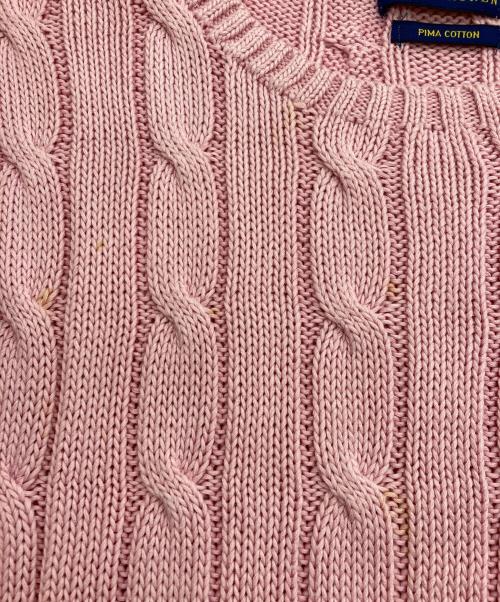 POLO RALPH LAUREN（ポロ・ラルフローレン）POLO RALPH LAUREN (ポロ・ラルフローレン) コットンケーブルニット ピンク サイズ:M（165/92A)の古着・服飾アイテム