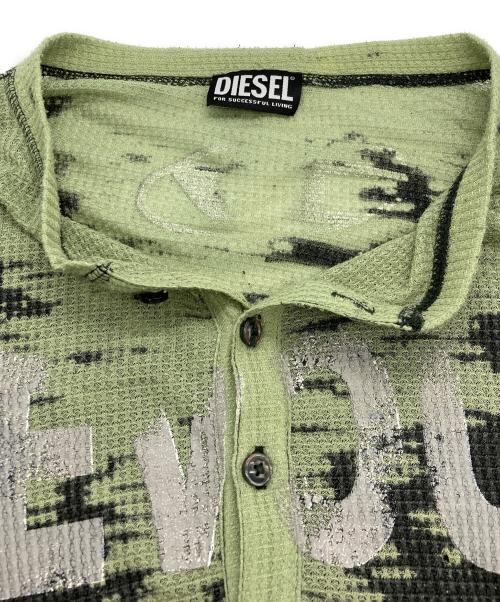 DIESEL（ディーゼル）DIESEL (ディーゼル) プリントサーマルカットソー グリーン×グレー サイズ:Lの古着・服飾アイテム