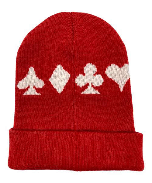 stussy（ステューシー）stussy (ステューシー) FULL SUIT JACQUARD CUFF BEANIE レッドの古着・服飾アイテム