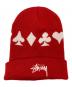 stussy（ステューシー）の古着「FULL SUIT JACQUARD CUFF BEANIE」｜レッド