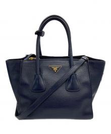 PRADA（プラダ）の古着「GLACE CALF 2wayトートバッグ」｜ネイビー