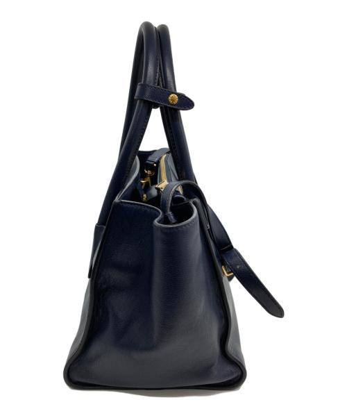 PRADA（プラダ）PRADA (プラダ) GLACE CALF 2wayトートバッグ ネイビーの古着・服飾アイテム