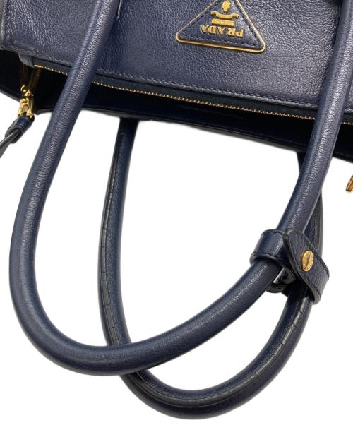 PRADA（プラダ）PRADA (プラダ) GLACE CALF 2wayトートバッグ ネイビーの古着・服飾アイテム