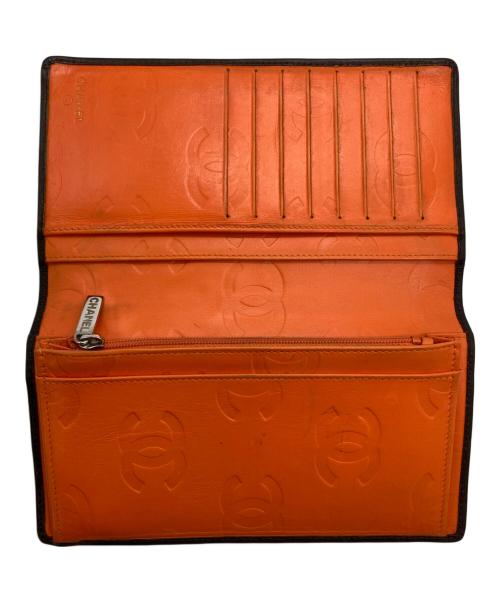 CHANEL（シャネル）CHANEL (シャネル) ココマーク カンボンライン長財布 ブラウン×イエローの古着・服飾アイテム