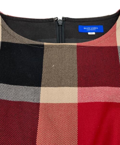 BLUE LABEL CRESTBRIDGE（ブルーレーベルクレストブリッジ）BLUE LABEL CRESTBRIDGE (ブルーレーベルクレストブリッジ) ウールチェックワンピース レッド×ベージュ サイズ:38の古着・服飾アイテム