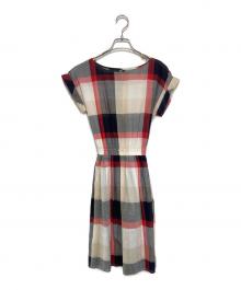 BLUE LABEL CRESTBRIDGE（ブルーレーベルクレストブリッジ）の古着「ブリッジチェックノースリーブワンピース」｜ベージュ×レッド