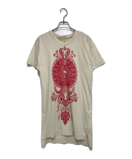 Vivienne Westwood RED LABEL（ヴィヴィアンウエストウッドレッドレーベル）Vivienne Westwood RED LABEL (ヴィヴィアンウエストウッドレッドレーベル) スカル オーブ プリント半袖カットソーワンピース ベージュ サイズ:2の古着・服飾アイテム