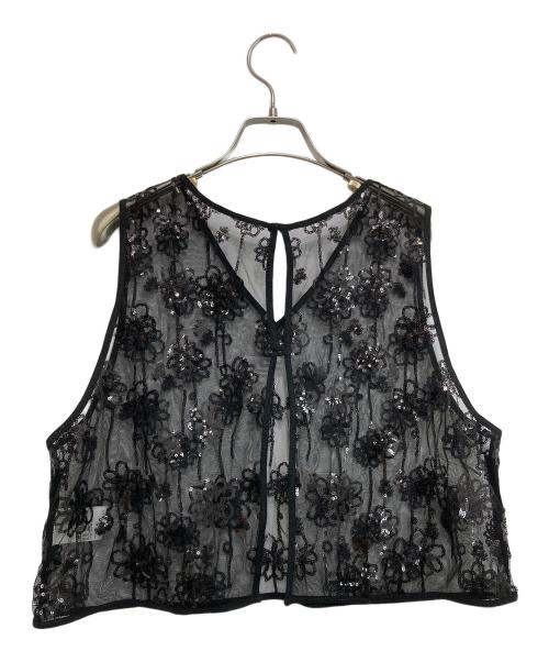 MACPHEE（マカフィー）MACPHEE (マカフィー) メッシュスパンコール Vネックプルオーバー ブラック サイズ:36の古着・服飾アイテム