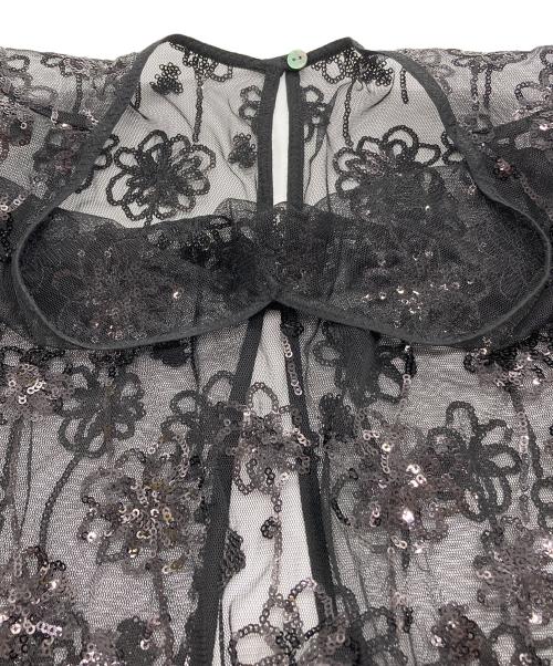 MACPHEE（マカフィー）MACPHEE (マカフィー) メッシュスパンコール Vネックプルオーバー ブラック サイズ:36の古着・服飾アイテム