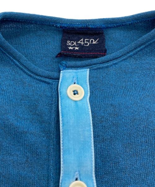 45R（フォーティファイブ・アール）45R (フォーティファイブ・アール) ヤクコットンスムースのカーディガン ブルー サイズ:★★の古着・服飾アイテム