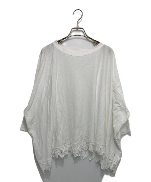 45R（フォーティファイブ・アール）45R (フォーティファイブ・アール) レースカットソー ホワイトの古着・服飾アイテム