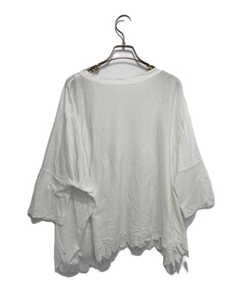 45R（フォーティファイブ・アール）45R (フォーティファイブ・アール) レースカットソー ホワイトの古着・服飾アイテム