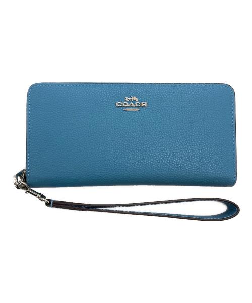 COACH（コーチ）COACH (コーチ) ロング ジップ アラウンド ウォレット・シグネチャー キャンバス スカイブルーの古着・服飾アイテム
