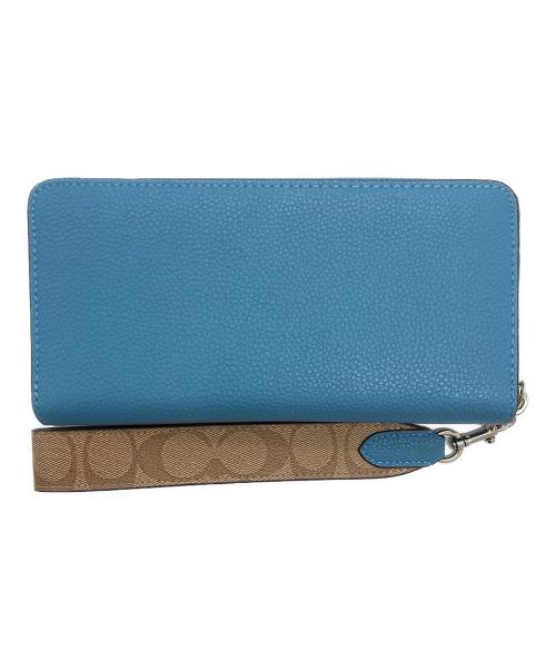 COACH（コーチ）COACH (コーチ) ロング ジップ アラウンド ウォレット・シグネチャー キャンバス スカイブルーの古着・服飾アイテム
