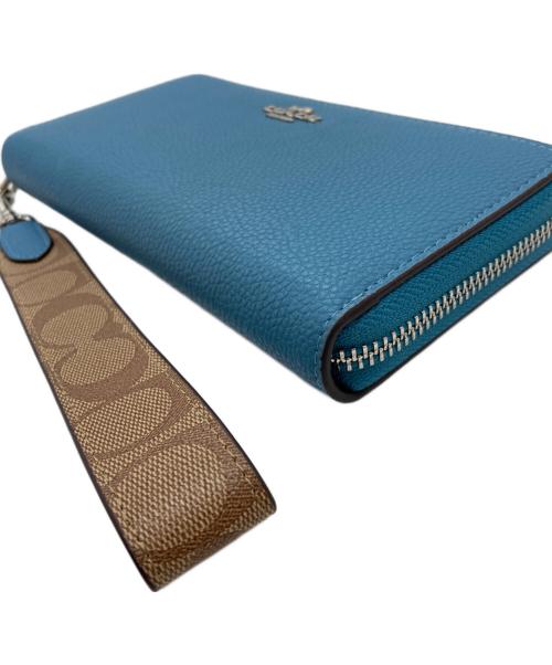 COACH（コーチ）COACH (コーチ) ロング ジップ アラウンド ウォレット・シグネチャー キャンバス スカイブルーの古着・服飾アイテム